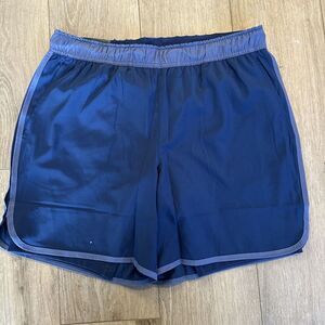 NWT Men's 7" Lined Run Shorts - All in Motion Navy Blue Large Running 5k 2‎ In 1